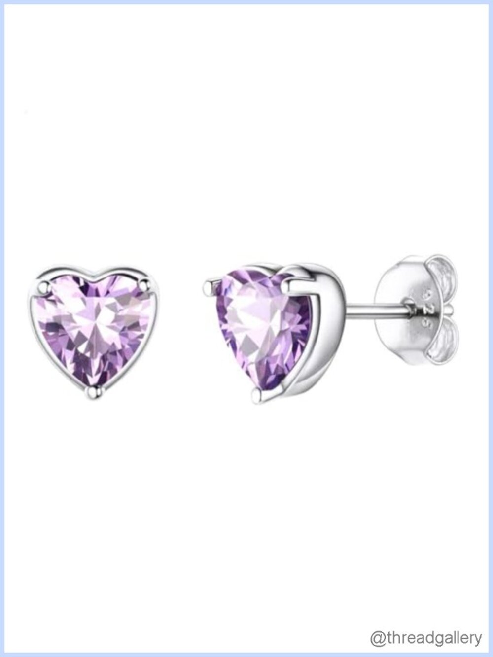 Sterling Silver 6mm Heart CZ Birthstone Stud Earrings Fine Jewelry Gift